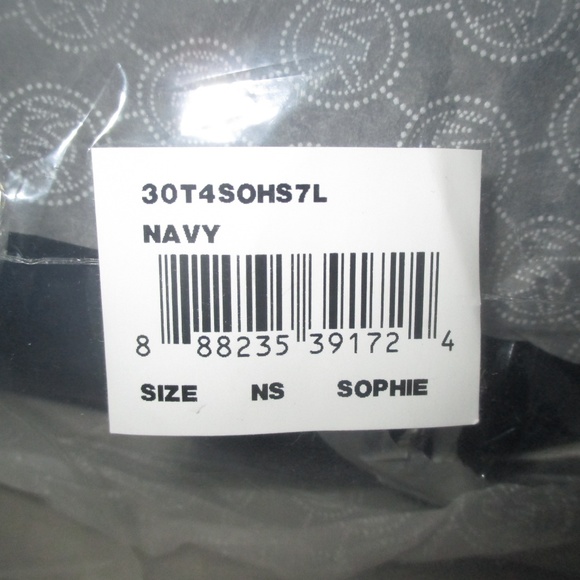 Michael Kors Sophie Large Top-Zip Leather Satchel $378 Navy #065 NWT - Picture 8 of 8